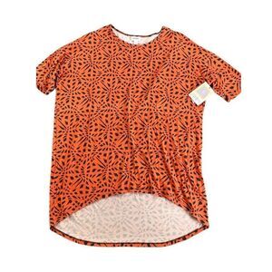LuLaRo Irma Orange Black Tunic‎ Top High Low Small